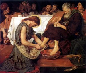 brown christ washing feet peter art jesus